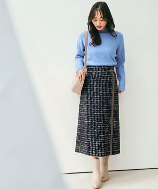 ANY SIS 【25周年記念】ビットポイントツイーディ スカート ネイビー系チェック