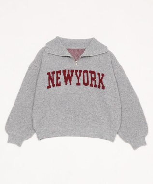 WEGO フラッフィーハーフジップニット 杢グレー