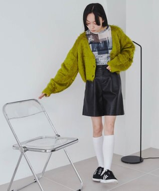 WEGO ファータッチニットショートカーデ グリーン