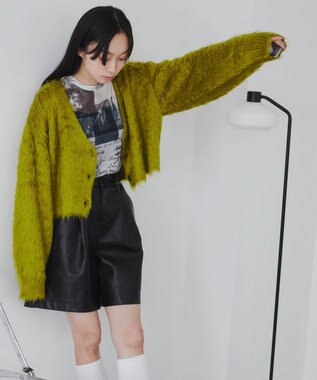 WEGO ファータッチニットショートカーデ グリーン