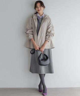 組曲 【加藤ローサさん着用】スキッパーニット ワンピース ライトグレー系