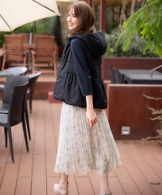 ANY SIS S 【2WAY】フェミニンペプラムパデット ベスト ネイビー×杢ネイビー