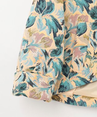 GRACE CONTINENTAL フラワージャガードノーカラージャケット イエロー