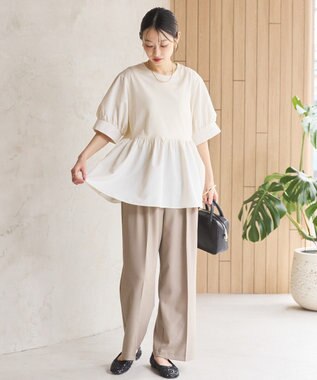 AMERICAN HOLIC 【先行予約】【WEB限定】異素材切替ペプラムプルオーバー Ivory