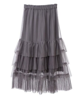 Green Parks ２ｗａｙチュールティアードフリルスカート（ペチ付き） Gray