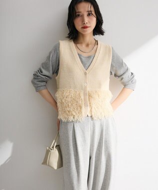 Green Parks ブークレループニットベスト Ecru