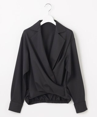 23区 L 【エステータ】ウールシルクギャバジン テーラードブラウス ブラック系