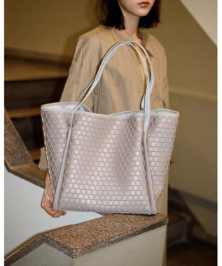 MIYABIYA LAQUOH【撥水加工】篭目柄エンボスボンディングトートL ライトグレー
