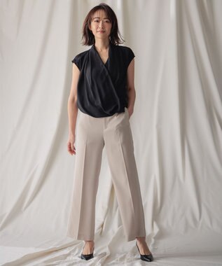 BEIGE， OLIVE / カシュクールフレンチスリーブブラウス Black