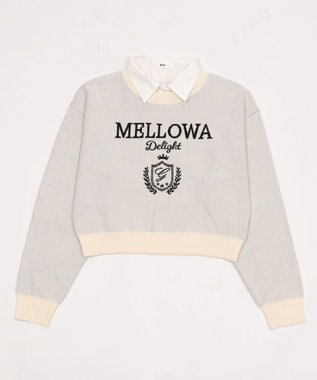 WEGO シャツドッキングジャガードニット ホワイトアイボリー