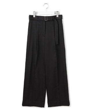 ICB L 【裏起毛】 ウォームサテン ワイドストレートパンツ ブラック系