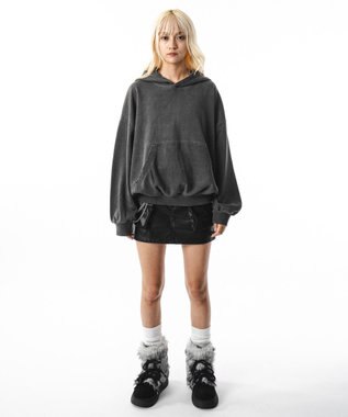 WEGO 【ユニセックス着用ITEM】バルーンクロップドプルパーカー ブラックその他