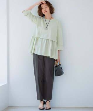 23区 【SLOW/洗える】バックサテンストレッチ ベイカーパンツ グレー系