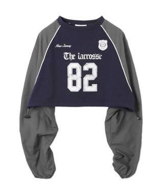 WEGO ナイロンスリーブナンバリングスウェット ネイビー