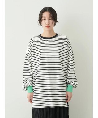 earth music&ecology トリカラーボーダーロンＴＥＥ Off White