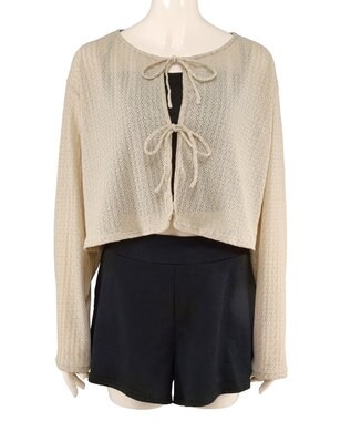 San-ai Resort（三愛水着楽園） 【WEB限定】ニットレーストップス付き4点セット水着 ベージュ