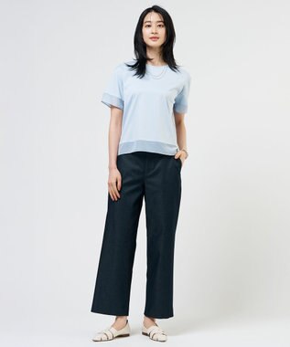 J.PRESS LADIES S 【シーンレスに活躍】コットンスムース シアーデザイン カットソー サックスブルー系