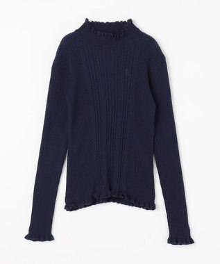 組曲 KIDS 【150-160㎝】フラワードット リブニット ネイビー