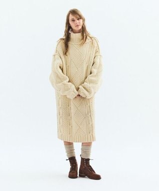 LENO ARAN ONEPIECE　アラン柄ニットワンピース IVORY