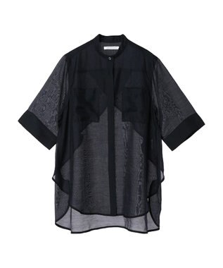 AMERICAN HOLIC シアーバックフレアＷポケットシャツチュニック Navy