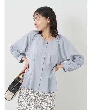 earth music&ecology ペプラムブラウス Grayish Blue