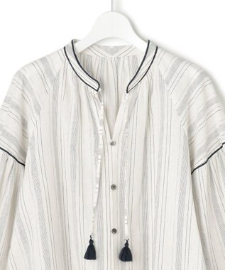 23区 L 【SLOW/一部店舗限定】ストライプエンブロイダリー ブラウス ホワイト系1