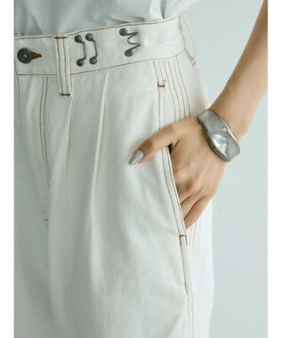 CRAFT STANDARD BOUTIQUE 【ユニセックス】ホワイトデニム2タックワイドテーパードパンツ White