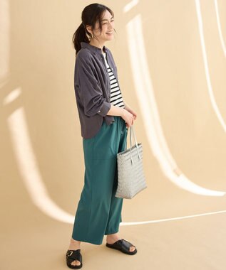 ANY 【手洗い可能】ヨーロピアンリネンシャツブラウス チャコール