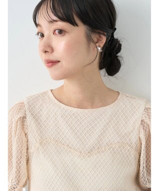 earth music&ecology 袖シアーレースプルオーバー Ivory