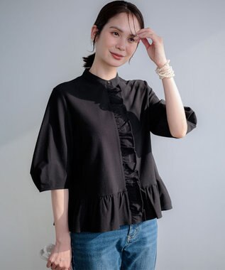 組曲 S 【先行予約・WEB限定】ツイルジャージーフリル カットソー ブラック系