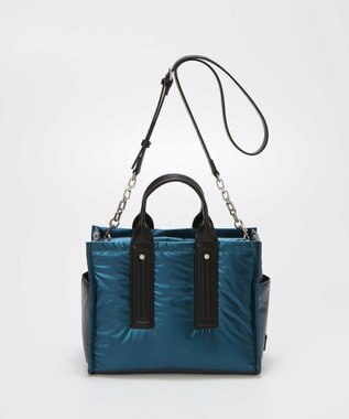 TOPKAPI 【TREASURE TOPKAPI】メタリック パデット ショルダー付 トートバッグ シアンブルー