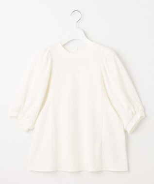 自由区 【洗える・XSサイズあり】ハイツイストポンチボリューム袖 カットソー アイボリー系