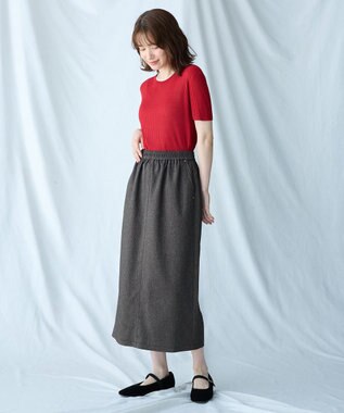 ANY 【2SET】ニットツインセット（半袖ニット＋Vネックカーデ） レッド