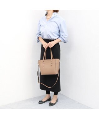 UNBILLION 【テレビ ドラマ着用アイテム】カシュカシュ cachecache / 横型金具ポイント2wayトートバッグ ベージュ