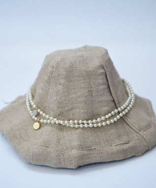 monshiro 【2WAY】ムーンストーンチャーム×ガラスパールロング ネックレス ホワイト×ゴールド