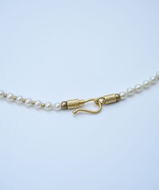 monshiro 【2WAY】ムーンストーンチャーム×ガラスパールロング ネックレス ホワイト×ゴールド