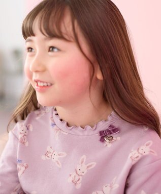 ANY KIDS アニマル 総柄 トレーナー ラベンダー×ウサギ