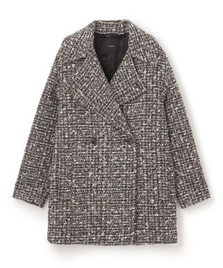 JOSEPH ウールツィード　ダブルブレステッドコート Black combo