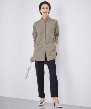 ICB 【洗える】ライトダブルクロス ドロストパンツ ブラック系