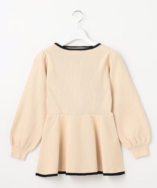 Feroux 【洗える】バイカラーペプラム ニット ホワイト系1