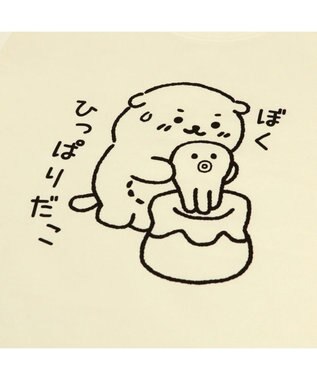 Mother garden 【ネット店限定】しろたん Tシャツ 半袖 《ぼくひっぱりだこ柄》 オフホワイト色　S/M/L/XL 白~オフホワイト