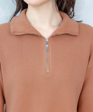 Tiaclasse 【洗える】ハーフジップニットチュニック オレンジ