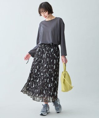 ANY アートドットプリントスカート スレートベース