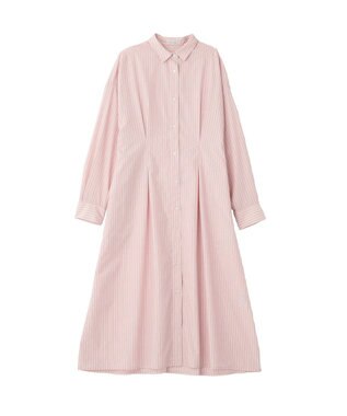 Green Parks イージーケア抜け衿ウエストタックシャツワンピース Pink