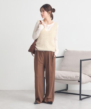 earth music&ecology センターシームタックスウェットパンツ Brown