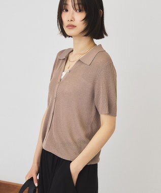 AMERICAN HOLIC 襟付きスキッパー半袖ニットポロ Beige