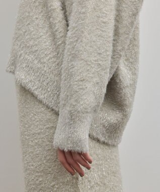 GRACE CONTINENTAL ラメフェザーニットトップ グレー