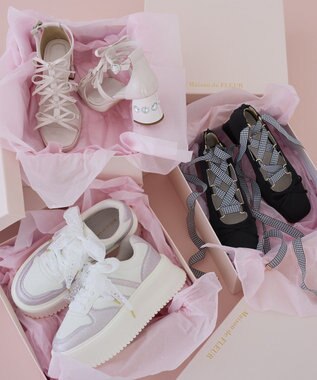 Maison de FLEUR レースリボン厚底スニーカー Light Pink