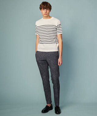 JOSEPH ABBOUD 【清涼感/ストレッチ/洗える】クールスキン ボーダーT ニット ホワイト系2