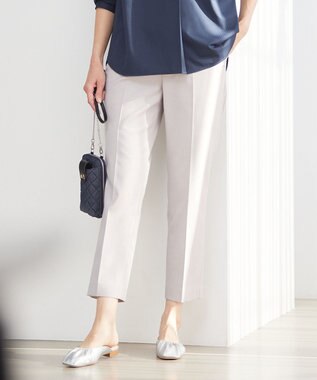 J.PRESS LADIES 【洗える】シャークスキン テーパード パンツ ピンク系